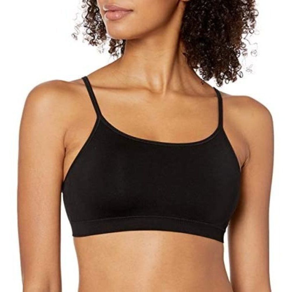 Amazon Essentials Womens Black Spaghetti Strap Seamless Bralette Bra Size Medium